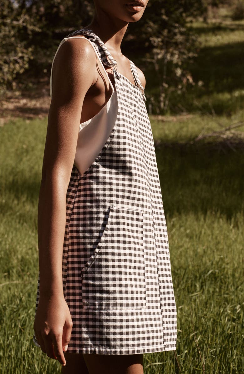 Topshop Gingham Pinafore Dress, Alternate, color, 