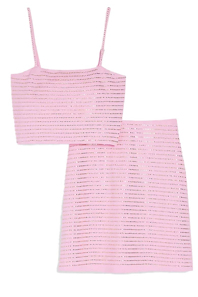 Franki Studded Top and Skirt Set, Main, color, Pink