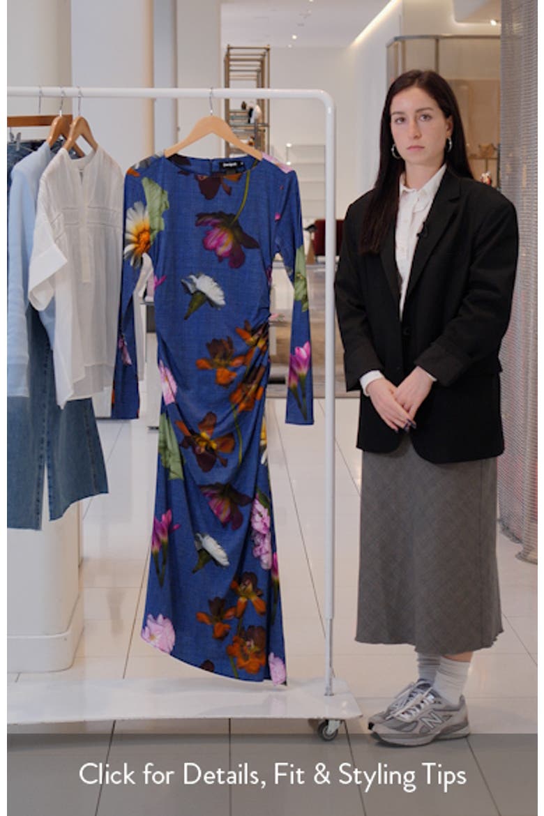 Floral Print Ruched Long Sleeve Maxi Dress video