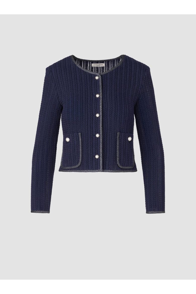 Lace Knit Cardigan, Alternate, color, Navy