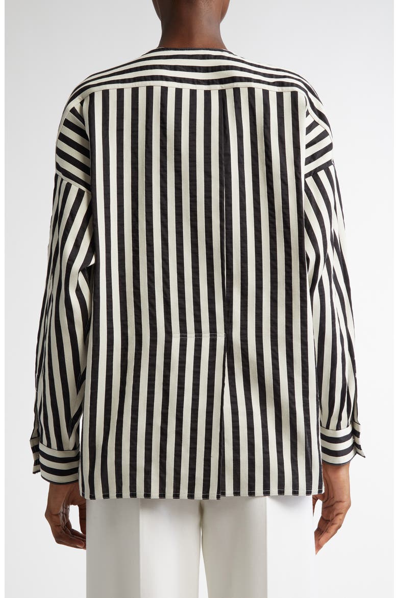 Paio Stripe Cotton & Silk Shirt, Alternate, color, WHITE/ BLACK
