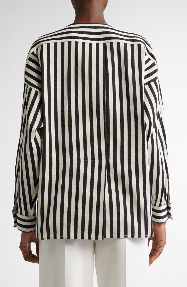 Max Mara Paio Stripe Cotton & Silk Shirt, Alternate, color, White/ Black
