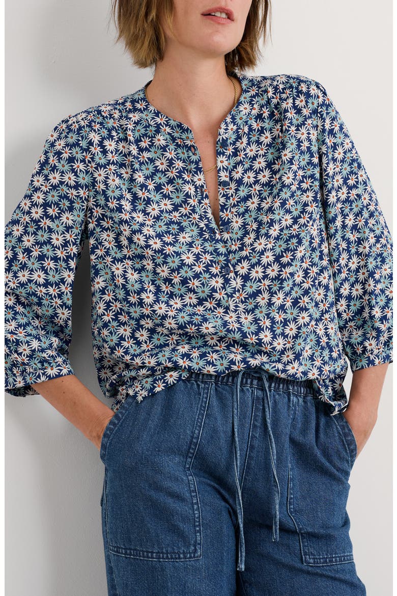 Willow Patch Print Shirt, Main, color, SCREENPRINT DAISY MARINE