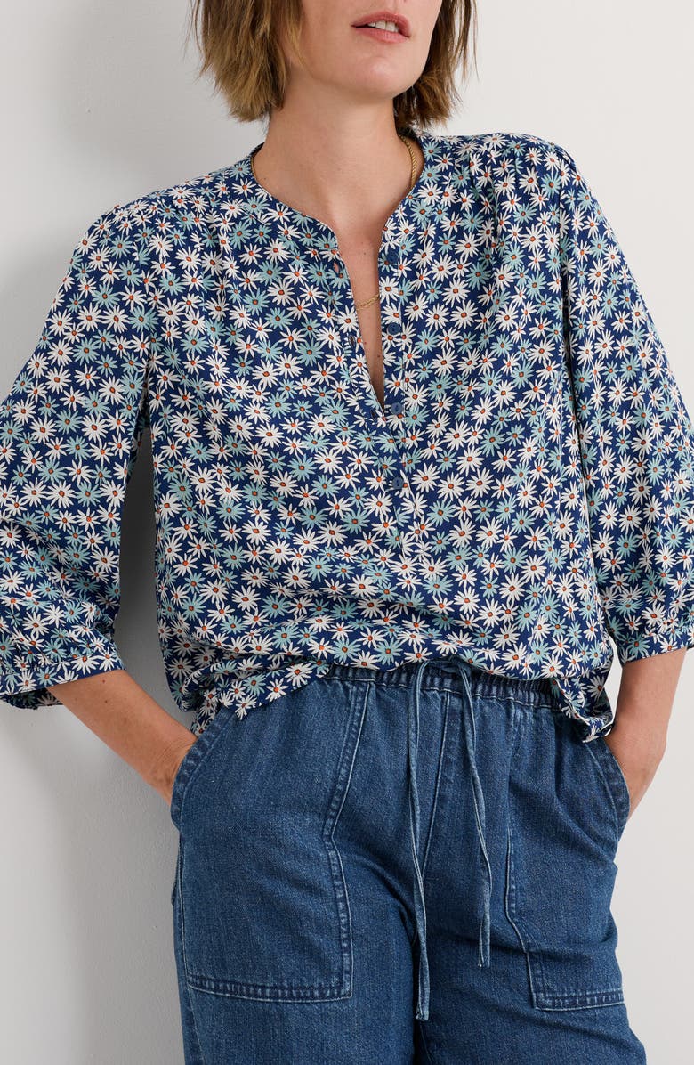Seasalt Cornwall Willow Patch Print Shirt, Main, color, Screenprint Daisy Marine