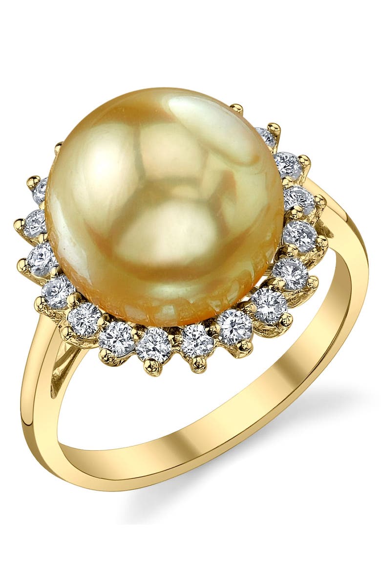 Golden Pearl & Diamond Sage Ring, Main, color, Yellow Gold