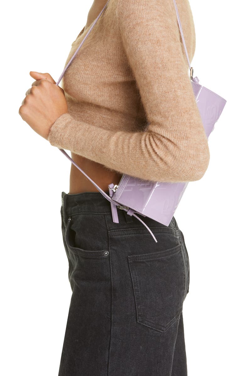 By Far Karo Purple Haze Logo Embossed Patent Leather Baguette Bag, Alternate, color,