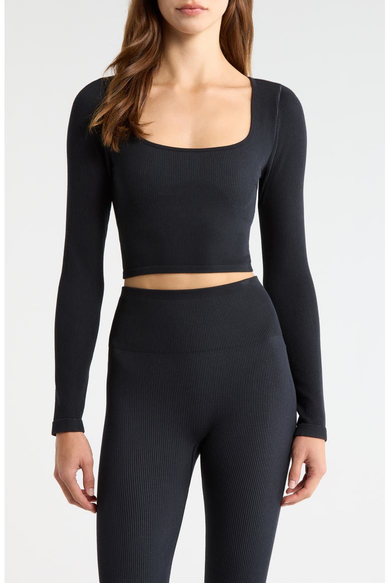 Seamless Flow Long Sleeve Pajama Top, Main, color, IMMERSED BLACK