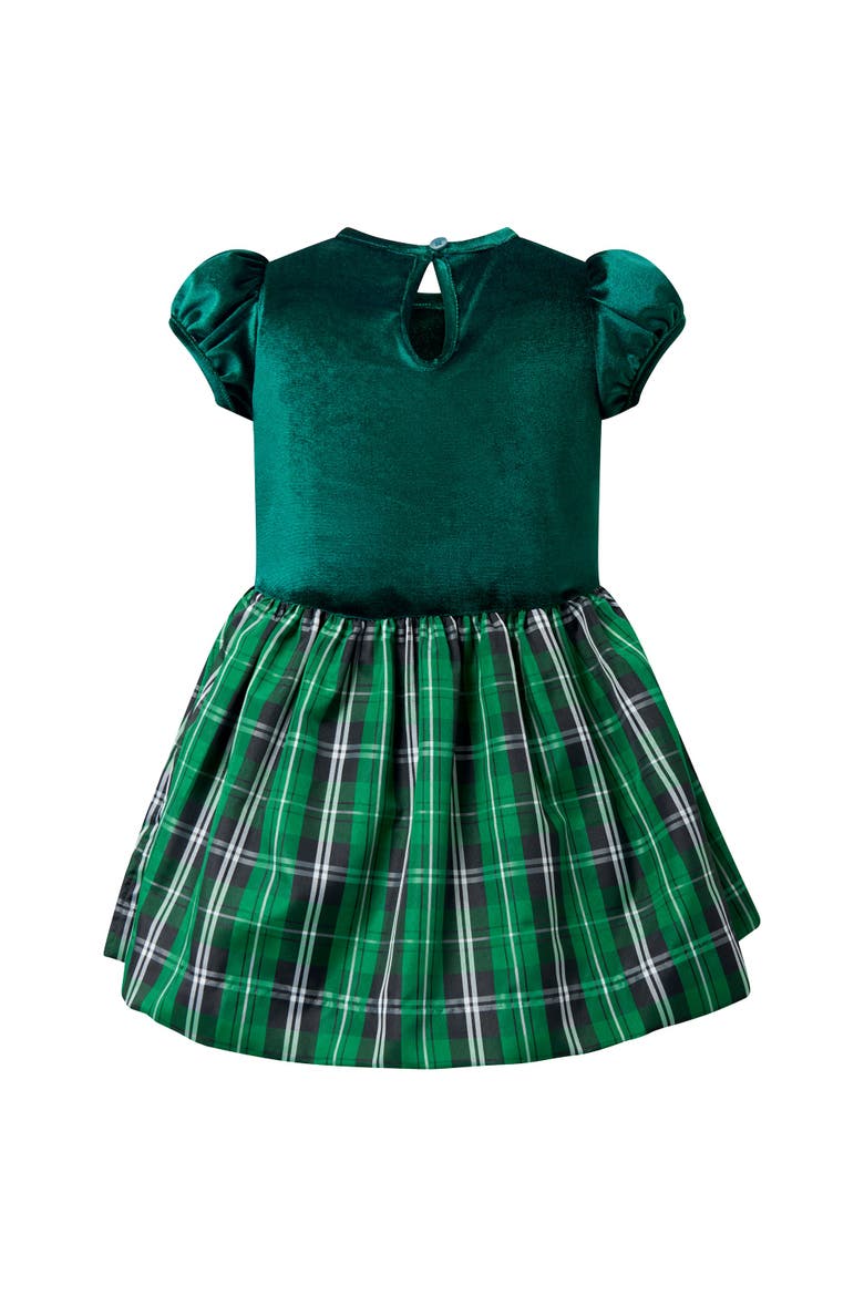Green Velvet Check Party Dress, Alternate, color, Green