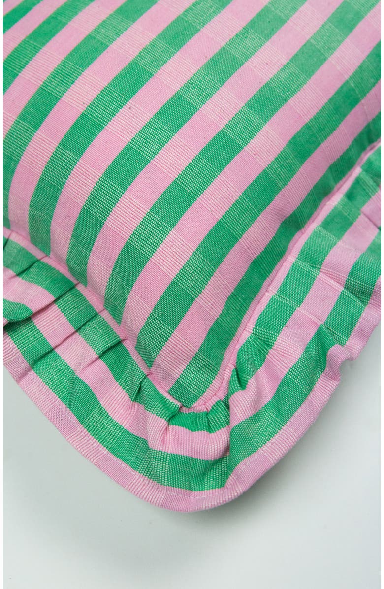 Archive New York Handwoven Classic Ruffle Square Cotton Throw Pillow, Alternate, color, Green