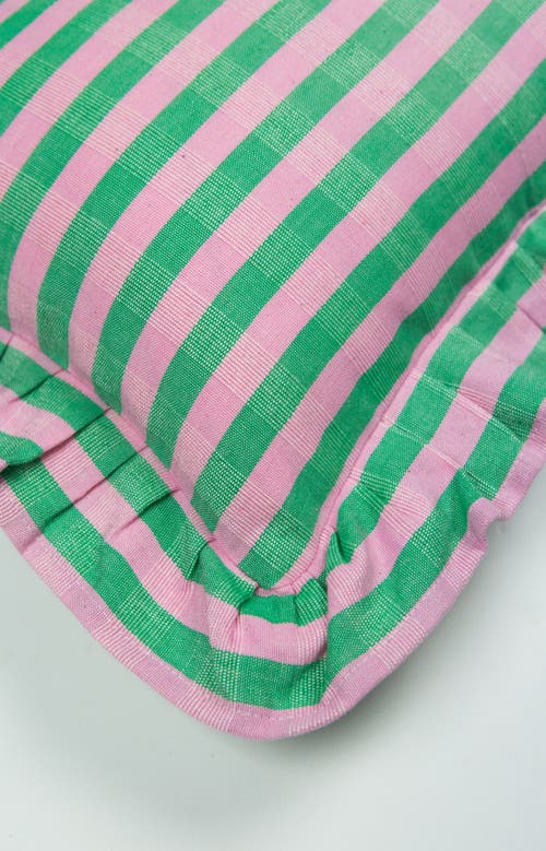 Archive New York Handwoven Classic Ruffle Square Cotton Throw Pillow In Green