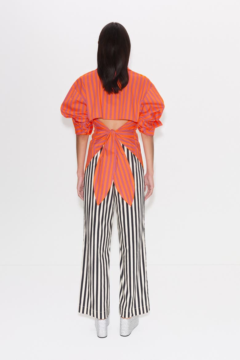Pia Poplin Side Zip Pant, Alternate, color, BLACK/WHITE STRIPE