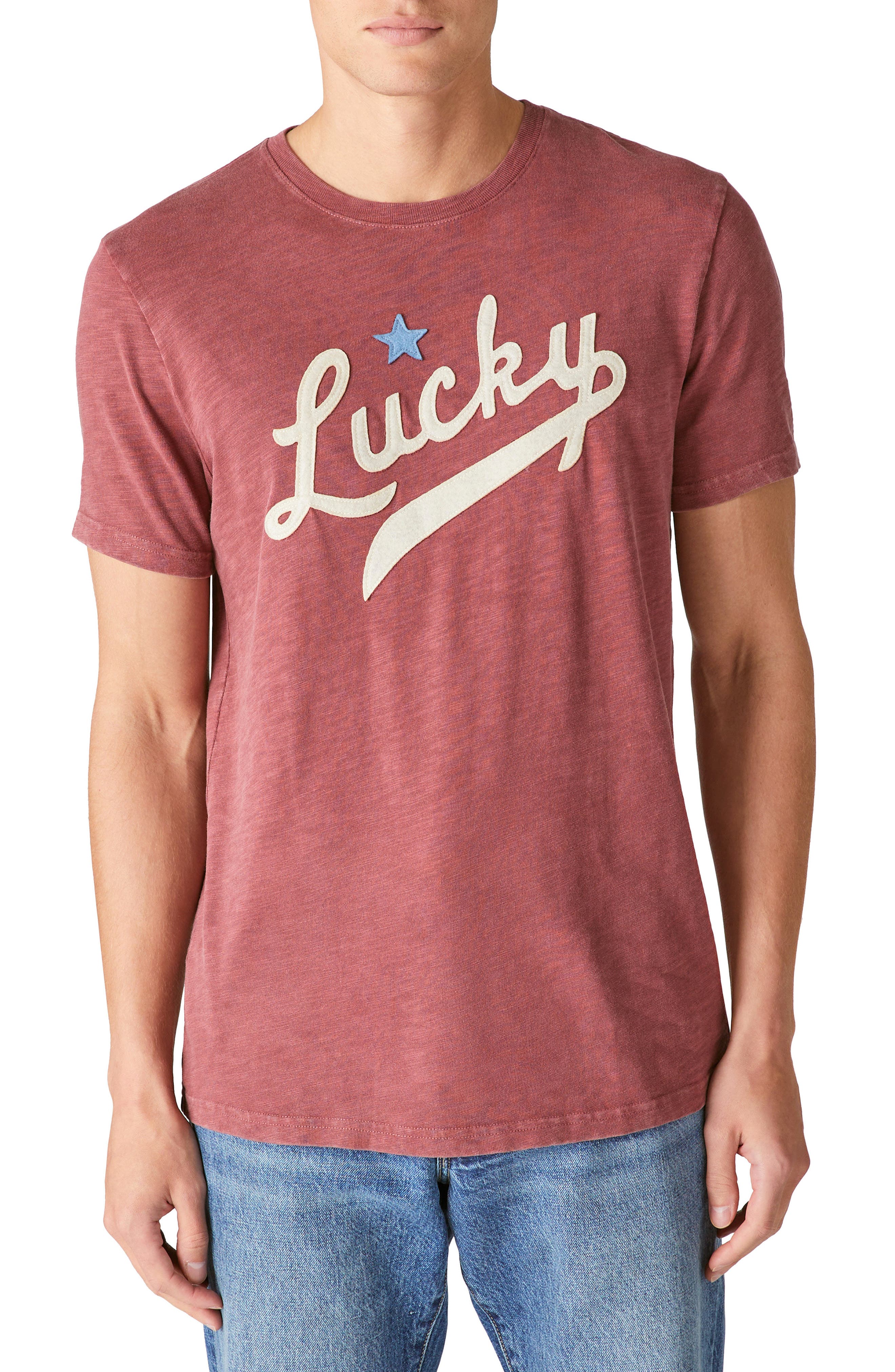 Lucky Brand Embroidered Logo Script Cotton Slub Jersey Graphic Tee (Men ...