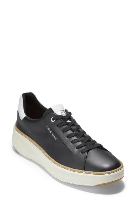 Black leather shops sneakers white sole womens