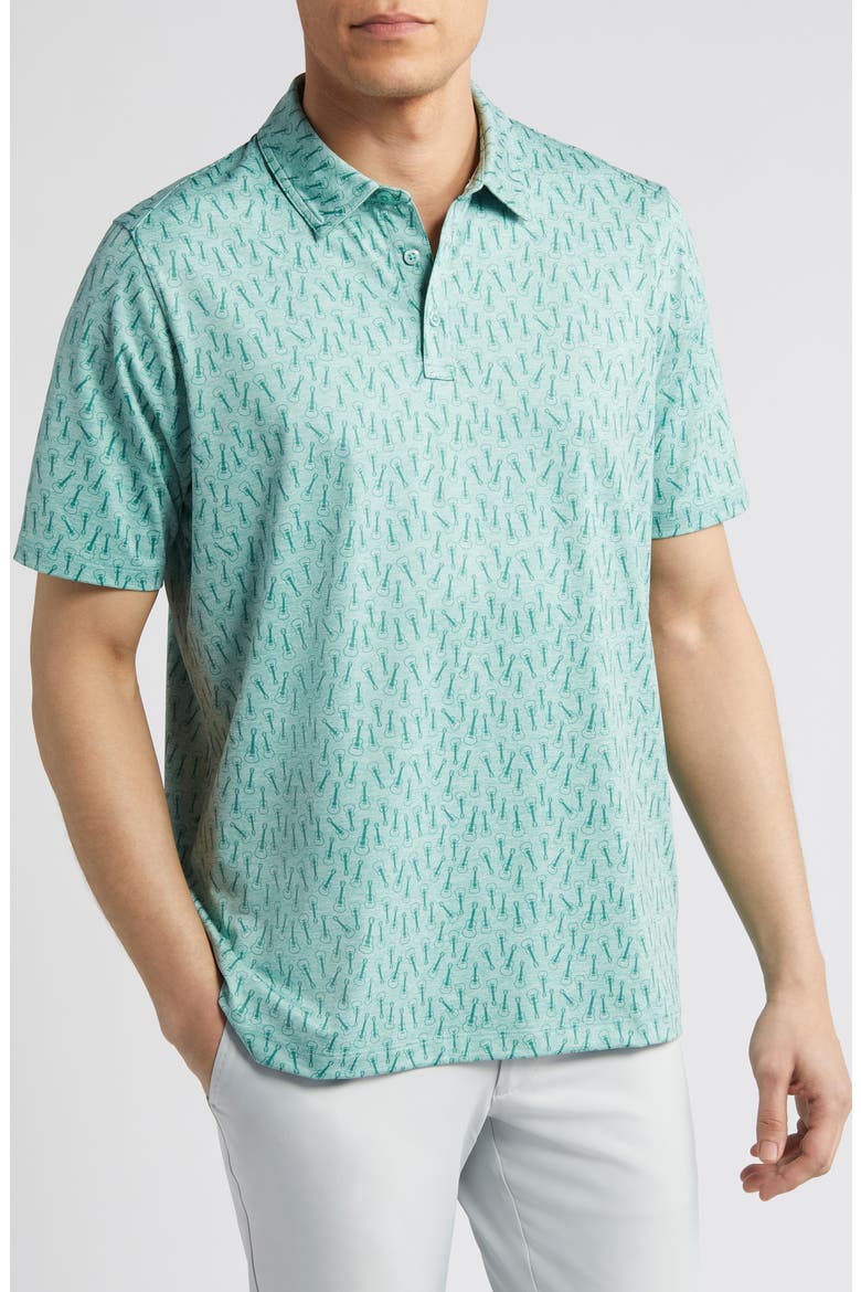 XC4® Guitar Print Performance Polo, Main, color, GREEN