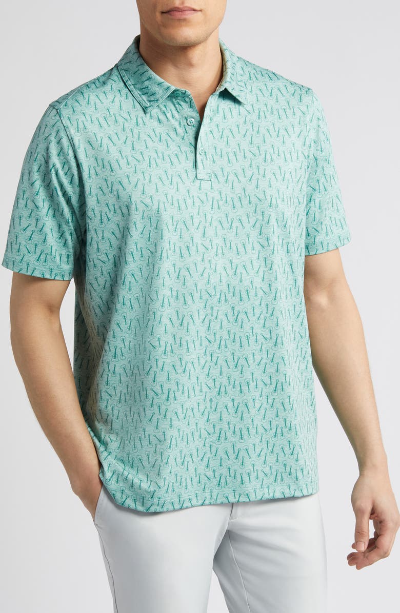 Johnston & Murphy XC4<sup>®</sup> Guitar Print Performance Polo, Main, color, Green