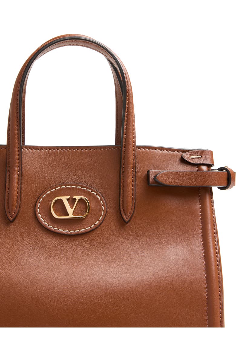 Valentino Garavani Small Antibes Leather Tote, Alternate, color, Tabacco