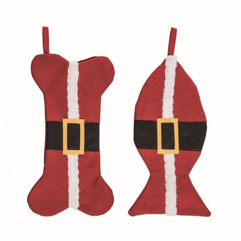 Fabric Pet Santa Stocking Set of Two Christmas Decorations