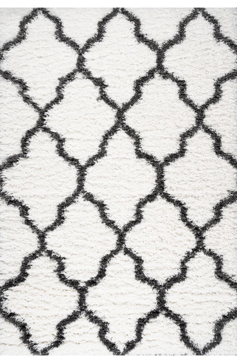 JONATHAN Y Marrakesh Shag Trellis Area Rug, Main, color, Ivory/Charcoal