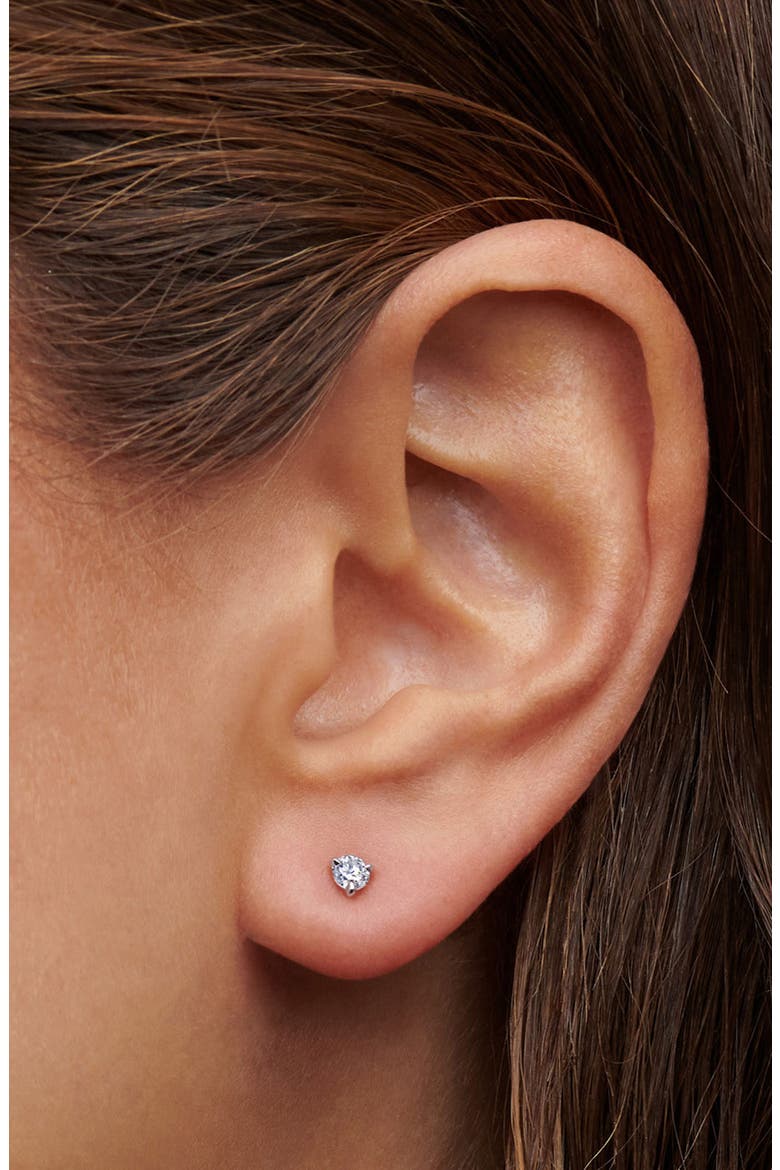Round Brilliant Cut Diamond & Platinum Stud Earrings - 0.25ct., Alternate, color, PLATINUM