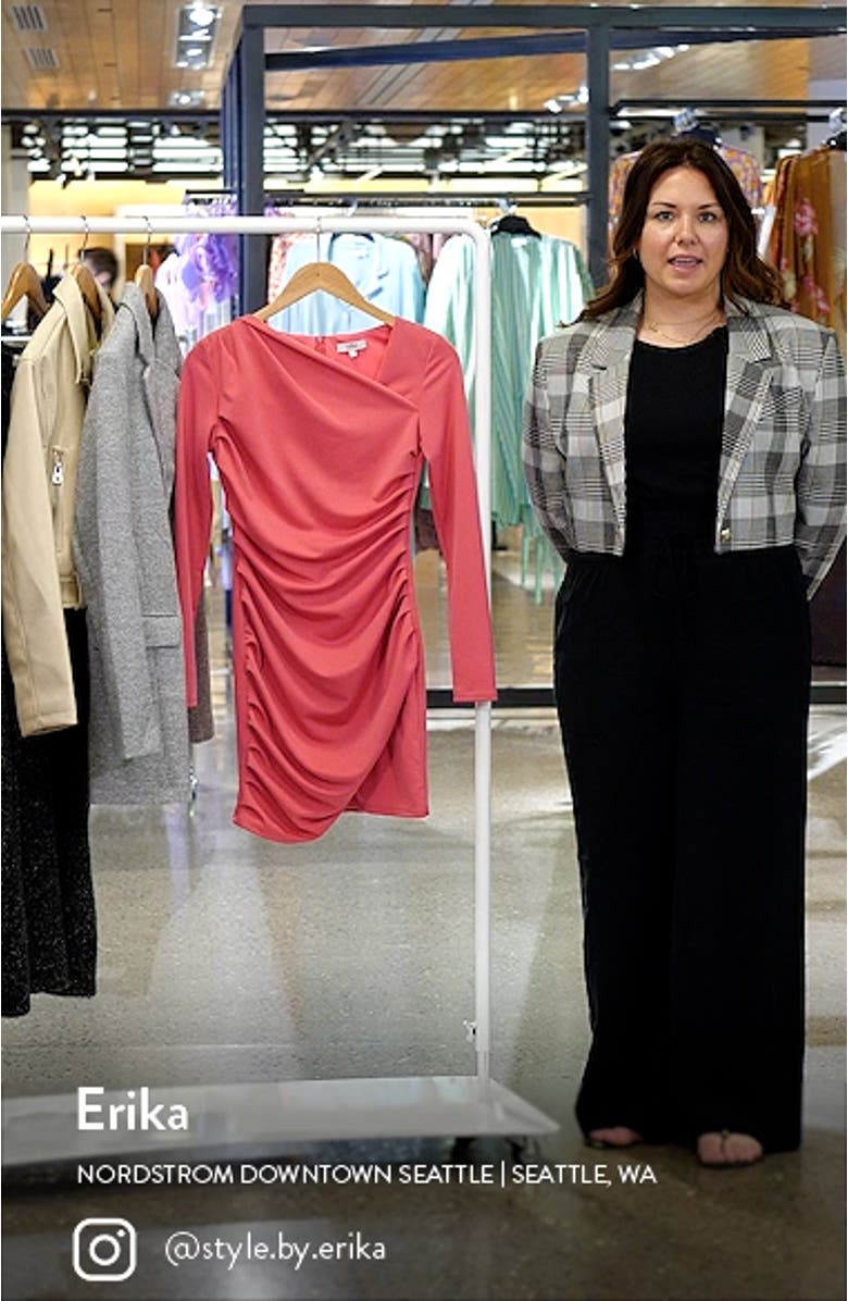 Asymmetric Long Sleeve Crepe Body-Con Dress, sales video thumbnail