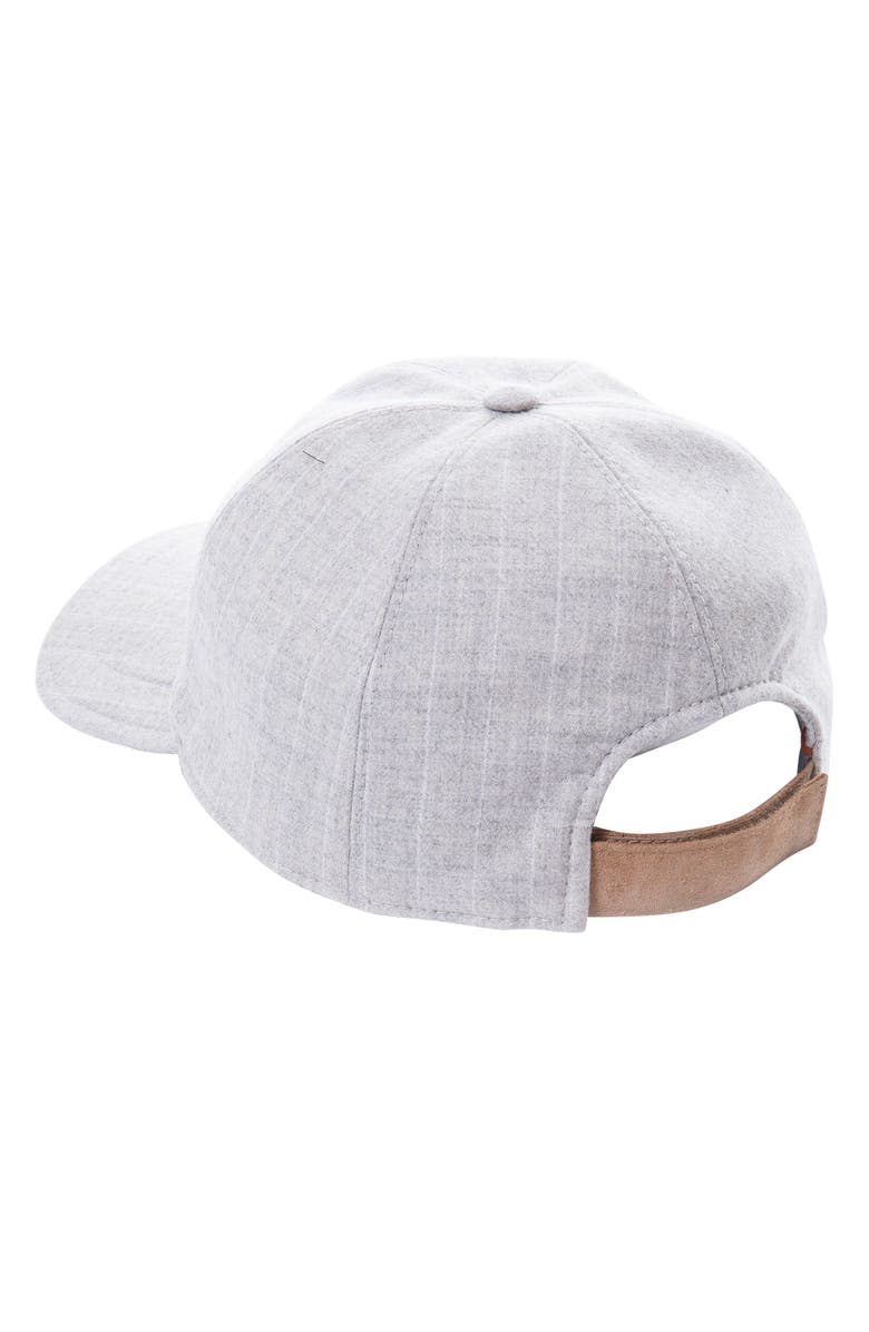 Eleventy Logo Embroidered Pinstripe Wool Blend Baseball Cap, Alternate, color,