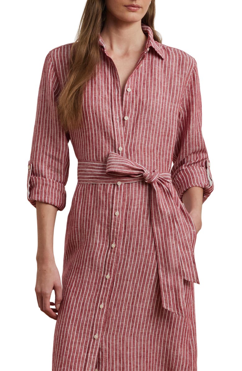 Lauren Ralph Lauren Stripe Long Sleeve Linen Shirtdress, Alternate, color, 
