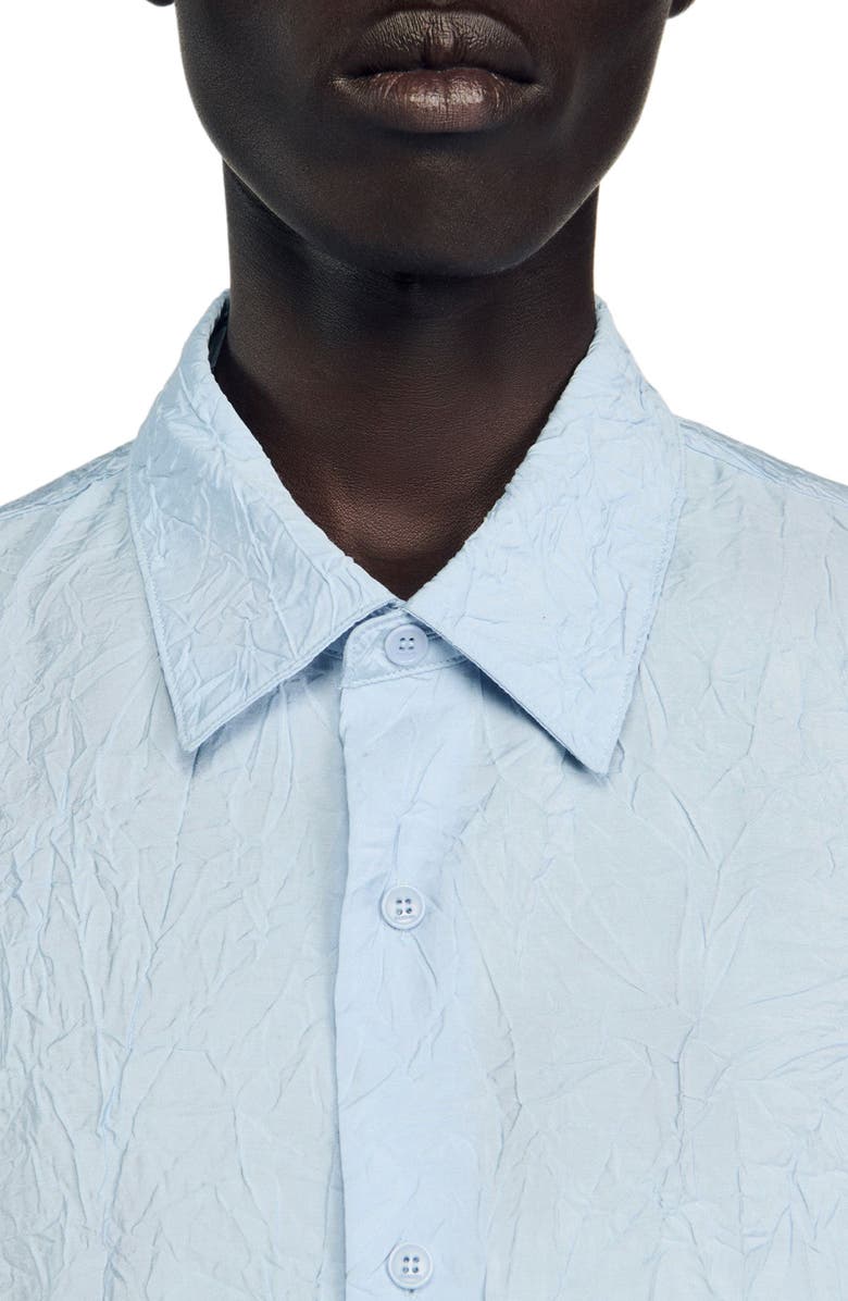 SANDRO Crinkled effect shirt, Alternate, color, Sky Blue