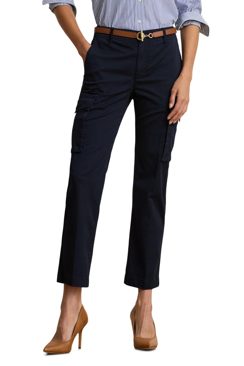 Crop Straight Leg Cargo Pants, Main, color, LAUREN NAVY BLUE