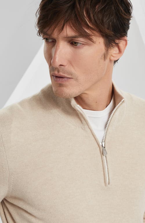 Brunello Cucinelli Cashmere Half-zip Sweater In Sand