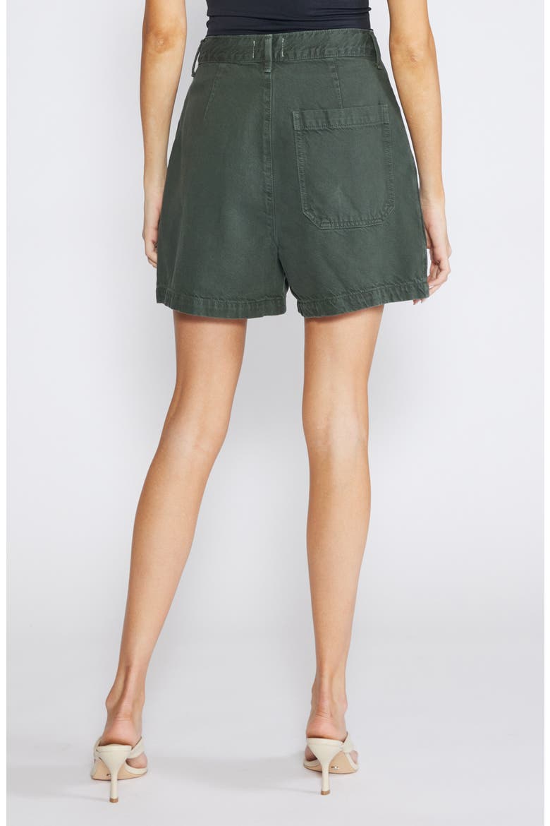 Max Pleated High Waist Denim Shorts, Alternate, color, SEAWEED