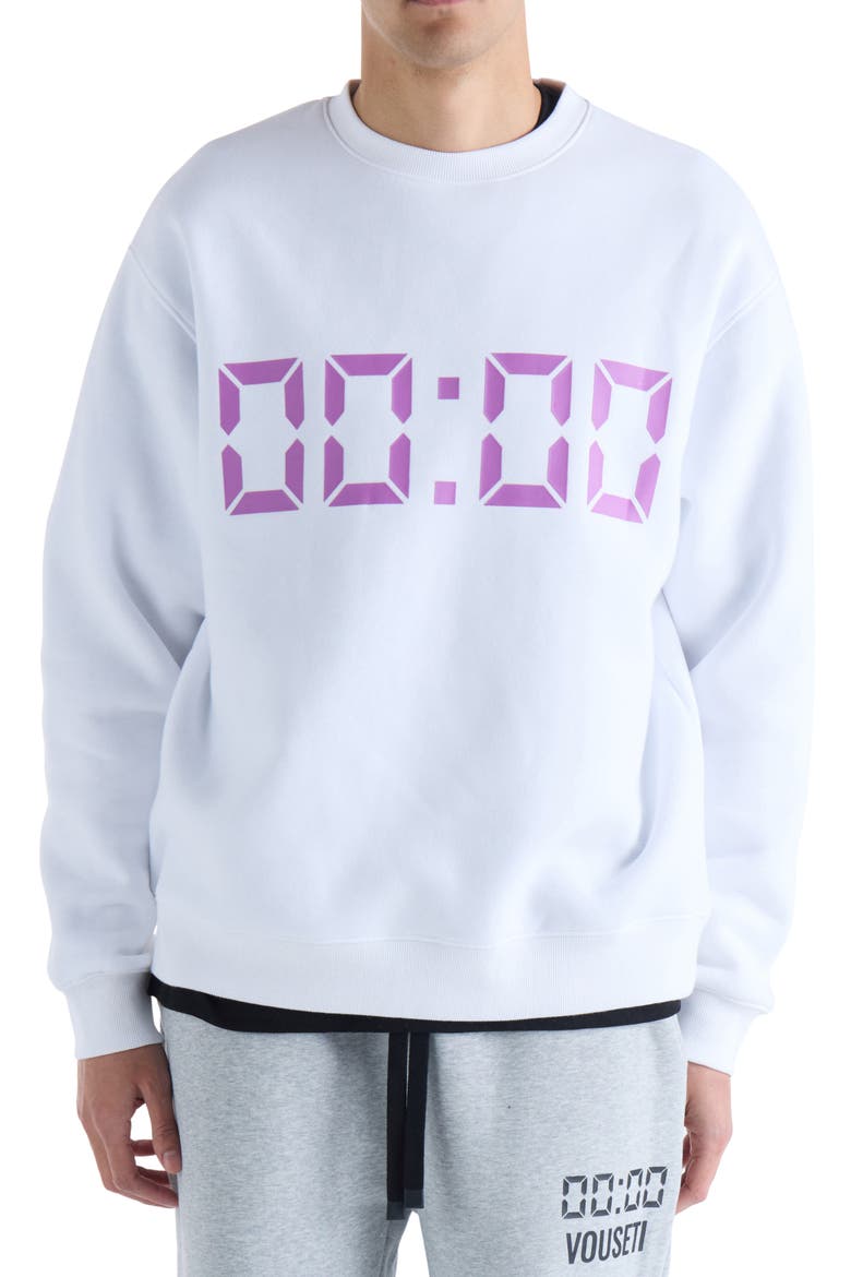 Us Against Time Crewneck Sweatshirt, Main, color, WHITE