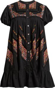 LOVE THE LABEL Molly Embroidered Ruffle Puff Sleeve Minidress