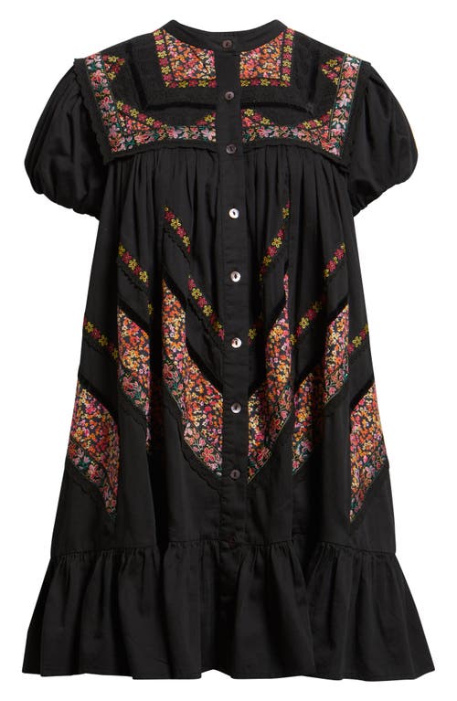 Love The Label Molly Embroidered Ruffle Puff Sleeve Minidress In Multi