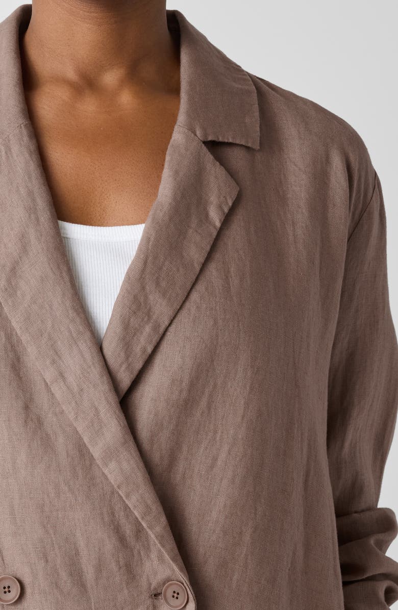 Eileen Fisher Double Breasted Organic Linen Blazer, Alternate, color, Cocoa