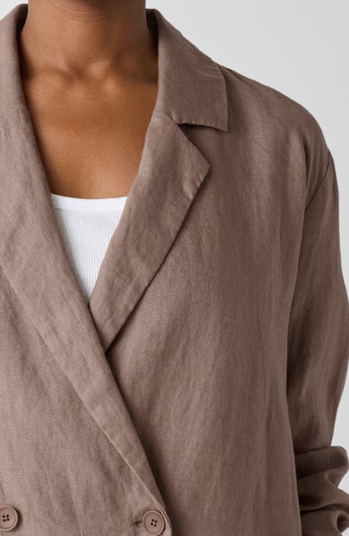 Eileen Fisher Double Breasted Organic Linen Blazer In Cocoa