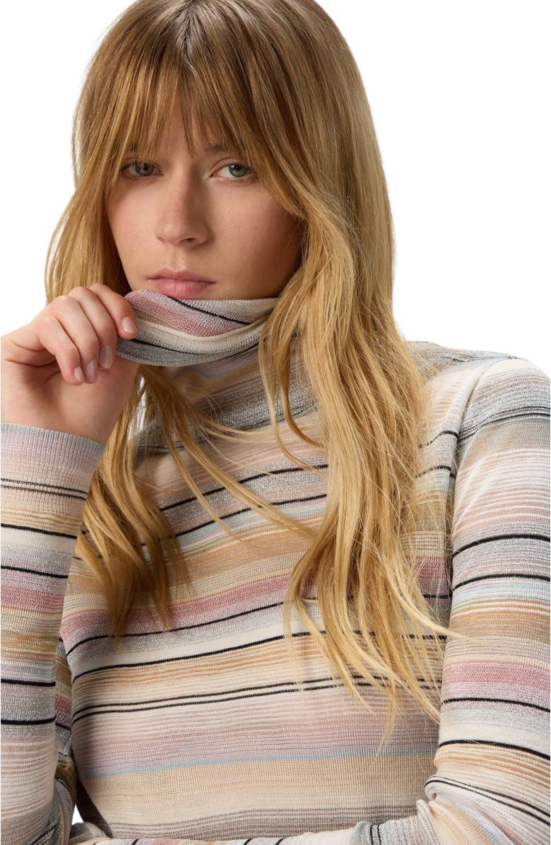 Missoni Striped High-neck Sweater, Alternate, color, Beige 
Pink