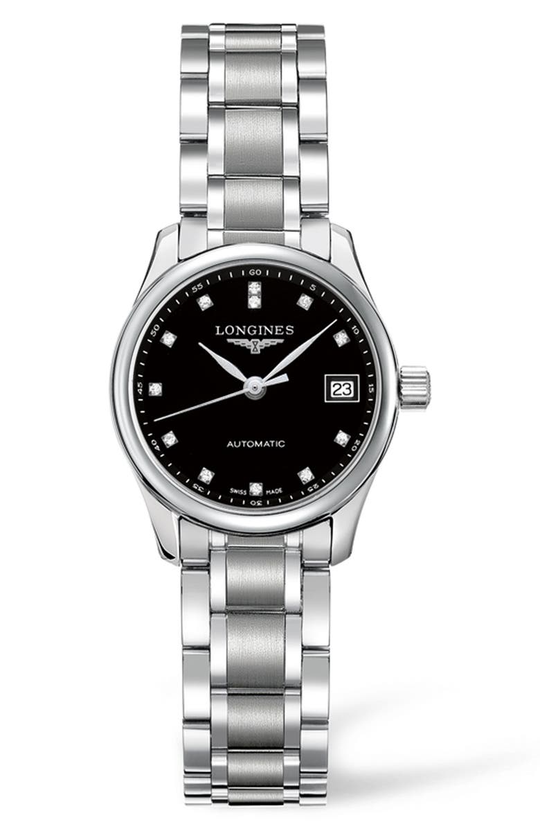 Longines Master Automatic Diamond Bracelet Watch, 25.5mm, Main, color,