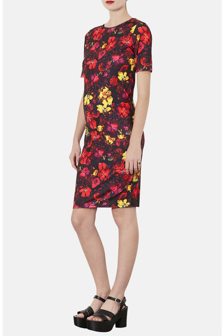 'Ditsy Splash' Body-Con Maternity Dress, Main, color, RED MULTI