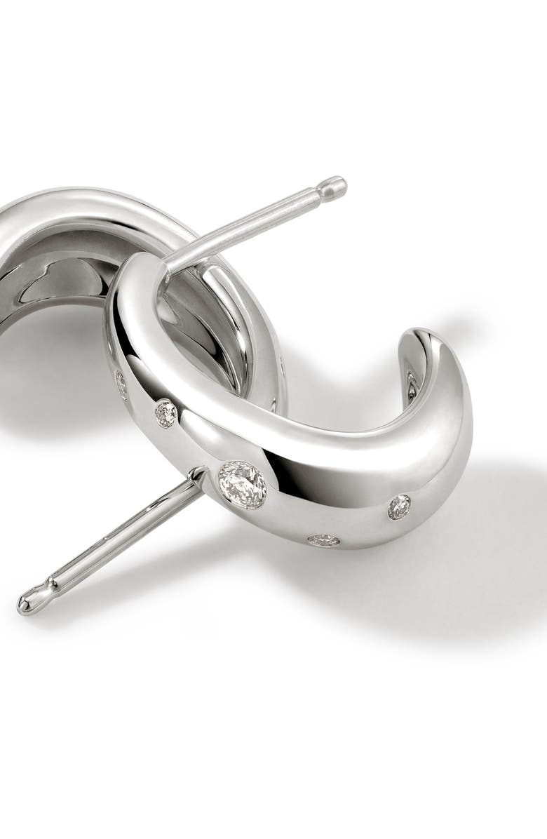 John Hardy Surf J Hoop Earrings, Diamonds, 15mm, Alternate, color, Silver