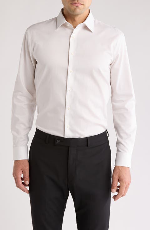 Trim Fit Microcheck Dress Shirt