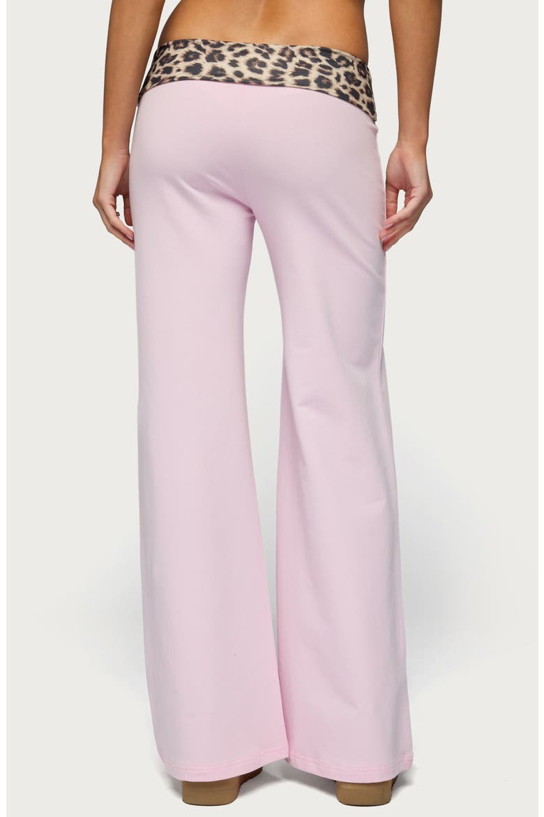 Leopard Print Foldover Waist Wide Leg Pants, Alternate, color, PINK