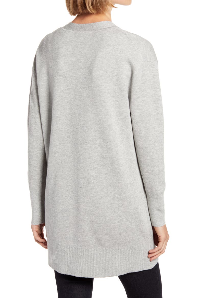 V-Neck Long Cardigan (Nordstrom Exclusive), Alternate, color, HEATHER GREY
