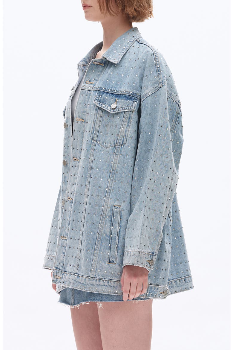 Oversize Rhinestone Denim Jacket, Alternate, color, LIGHT BLUE