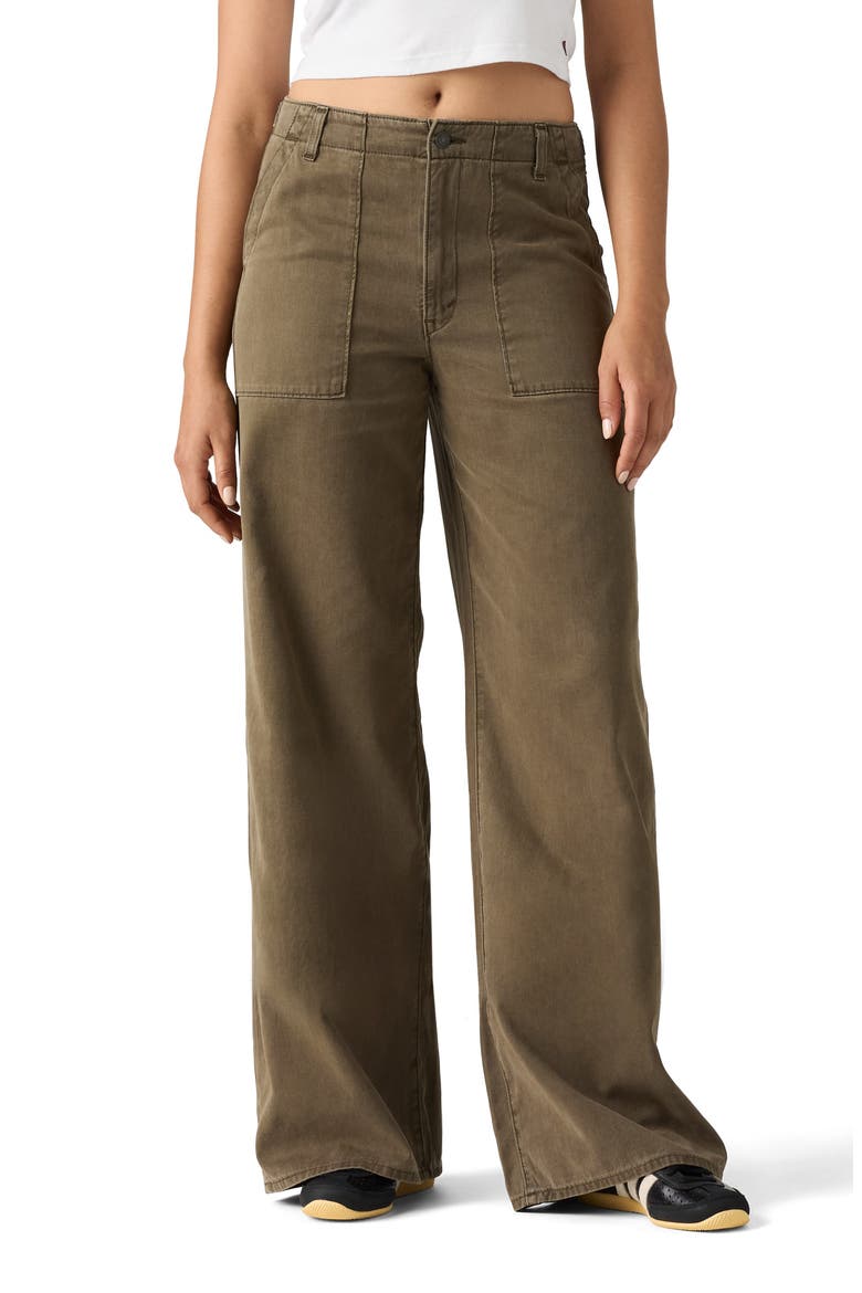 Cinch High Waist Baggy Wide Leg Fatigue Pants, Main, color, TENCEL CANTEEN GD