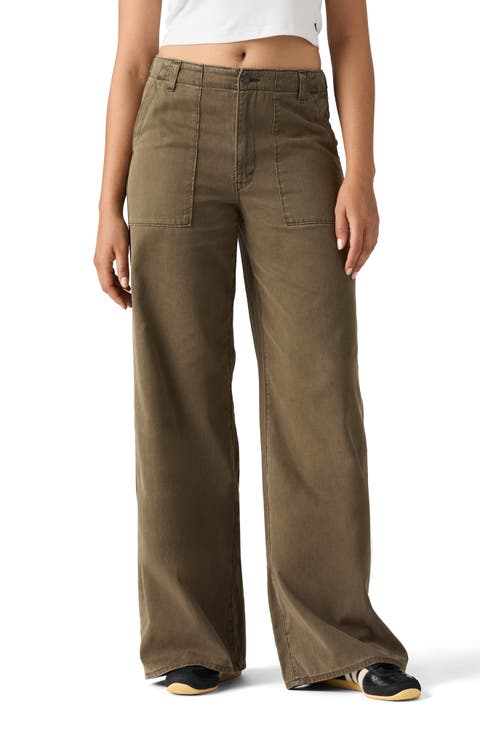Cinch High Waist Baggy Wide Leg Fatigue Pants