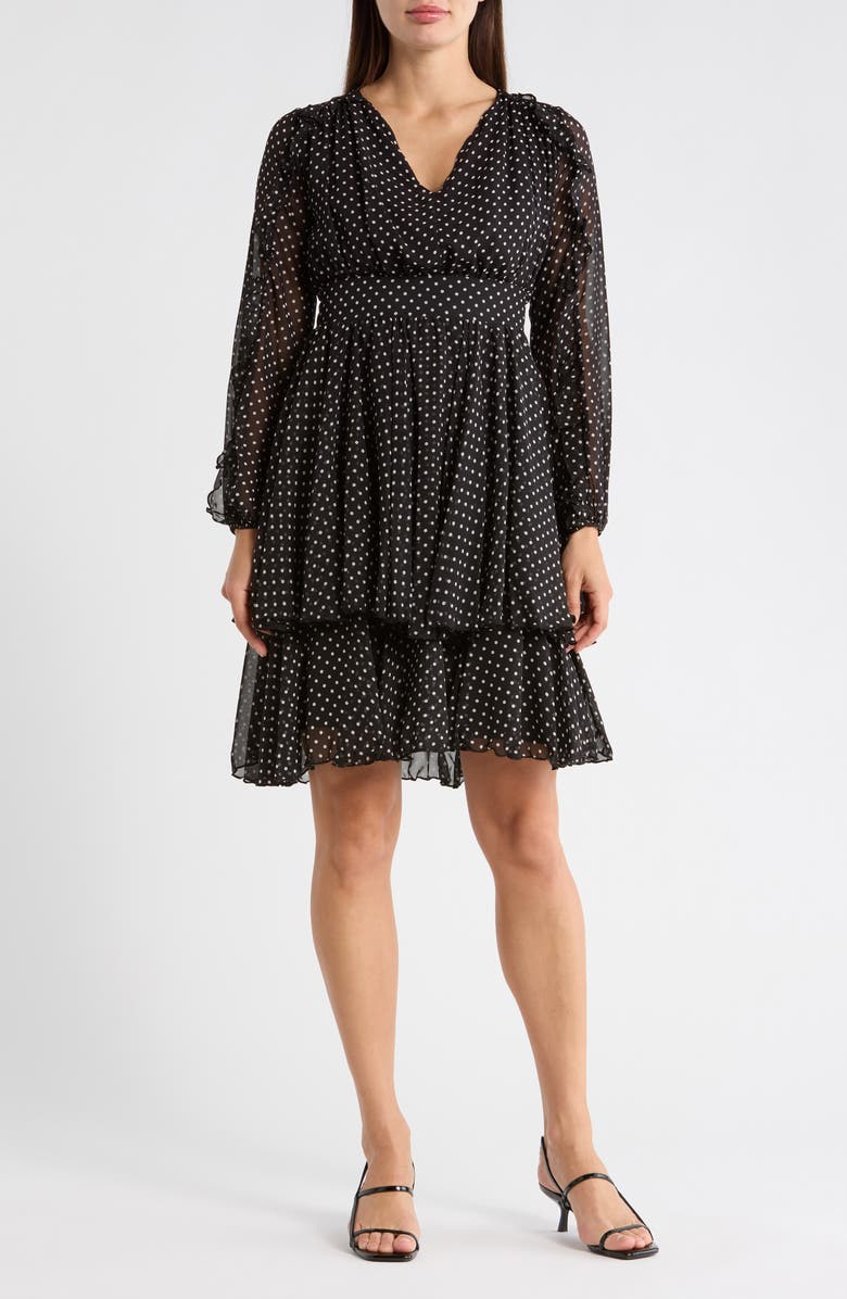 Elie Tahari The Sophia Dress, Main, color, Noir And White Polka Dot