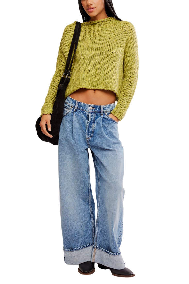 Opal Roll Neck Crop Sweater, Alternate, color, FRESH SPROUTS
