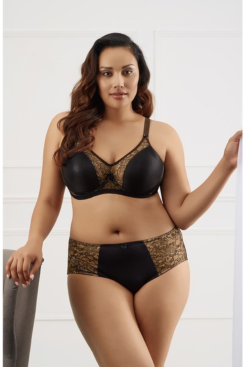 Yvette Full Figure Molded Underwire Bra, Alternate, color, BLACK