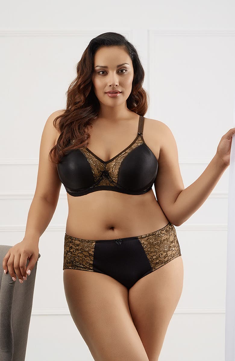 Goddess Yvette Full Figure Molded Underwire Bra, Alternate, color, Black