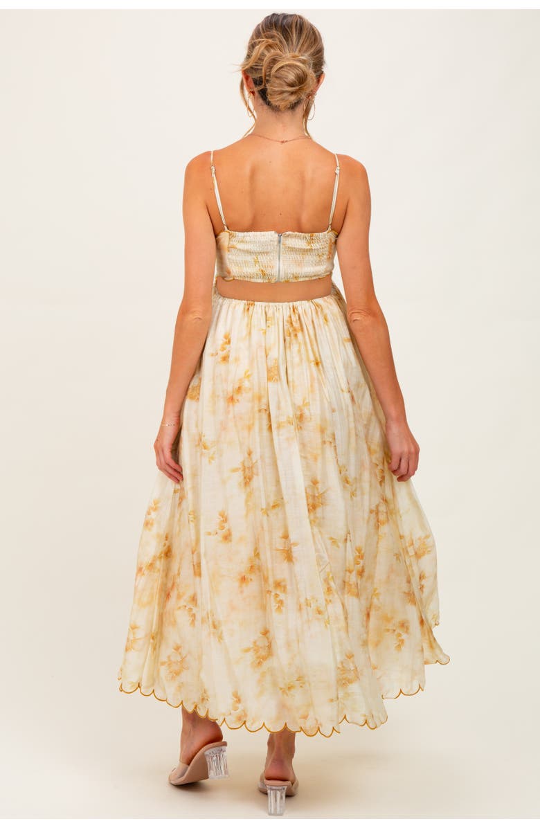 PinkBlush Faded Floral Scallop Edge Cutout Midi Dress, Alternate, color, 